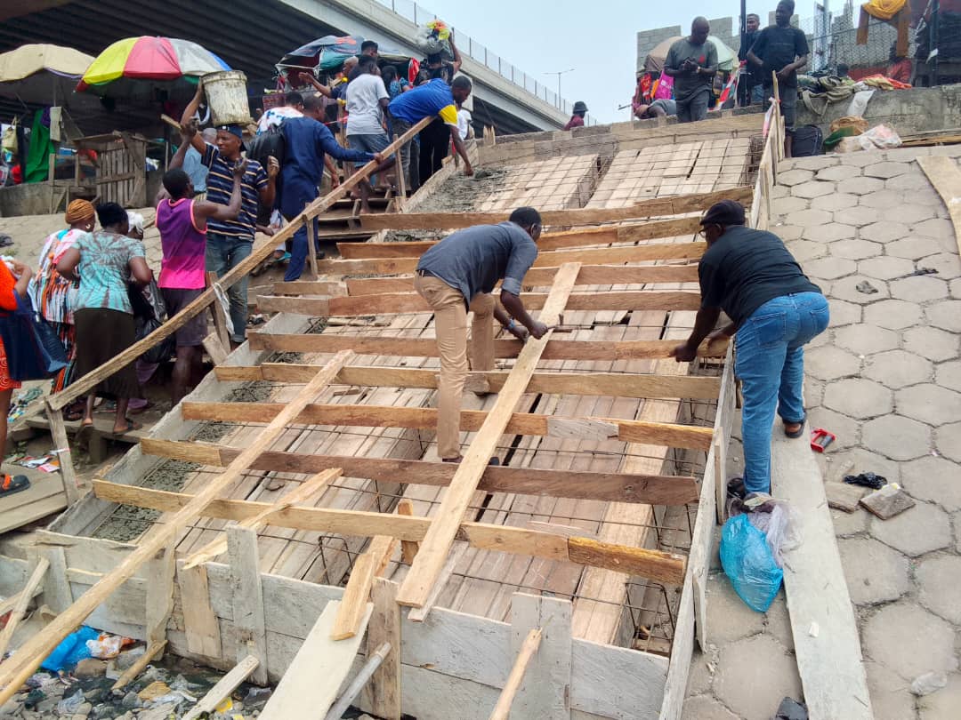 Construction of Two-Way Railway Track Staircase at Pen Cinema, Agege