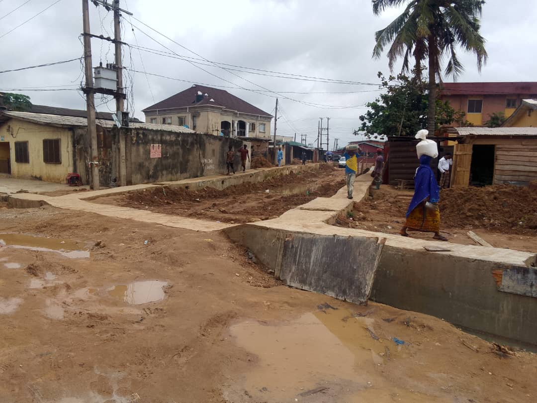 Construction of drainage and road at Elcana street, Agege
