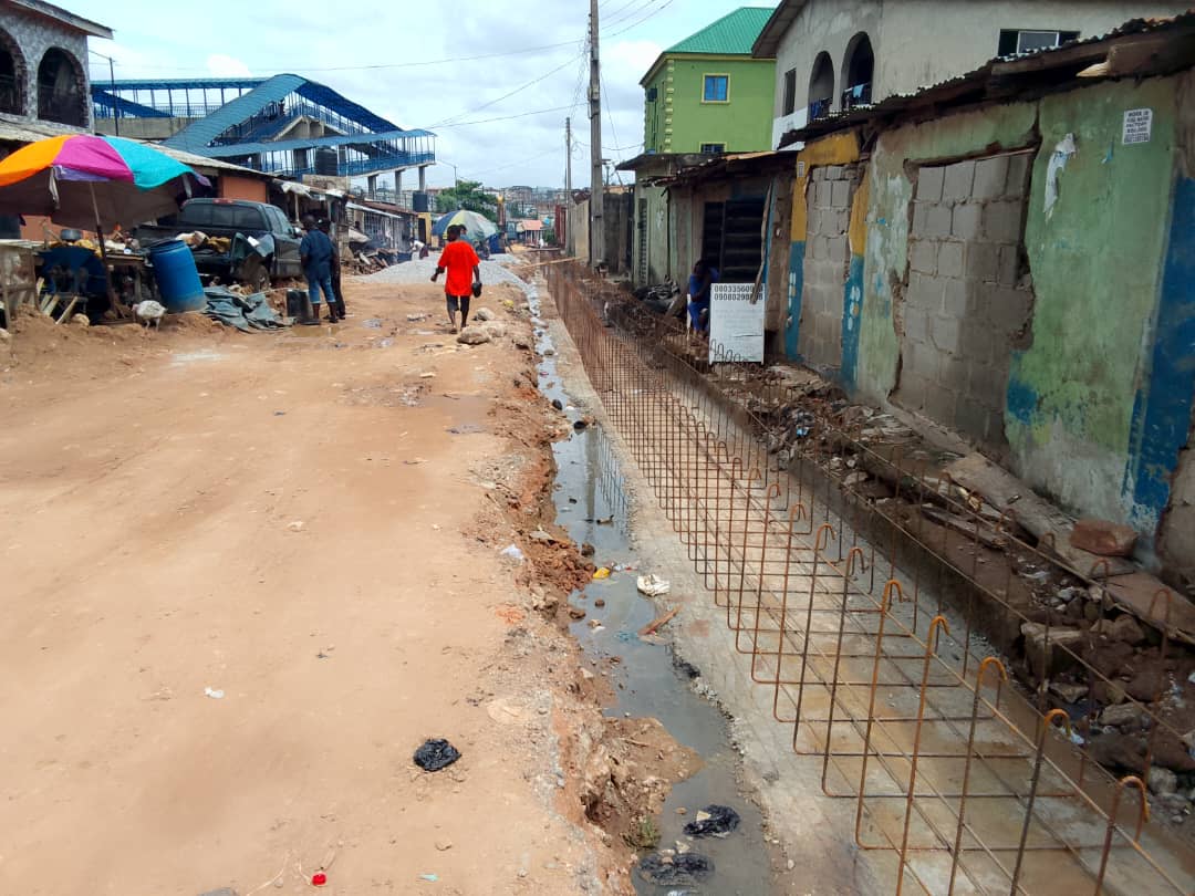 Construction of drainage and road at Elcana street, Agege