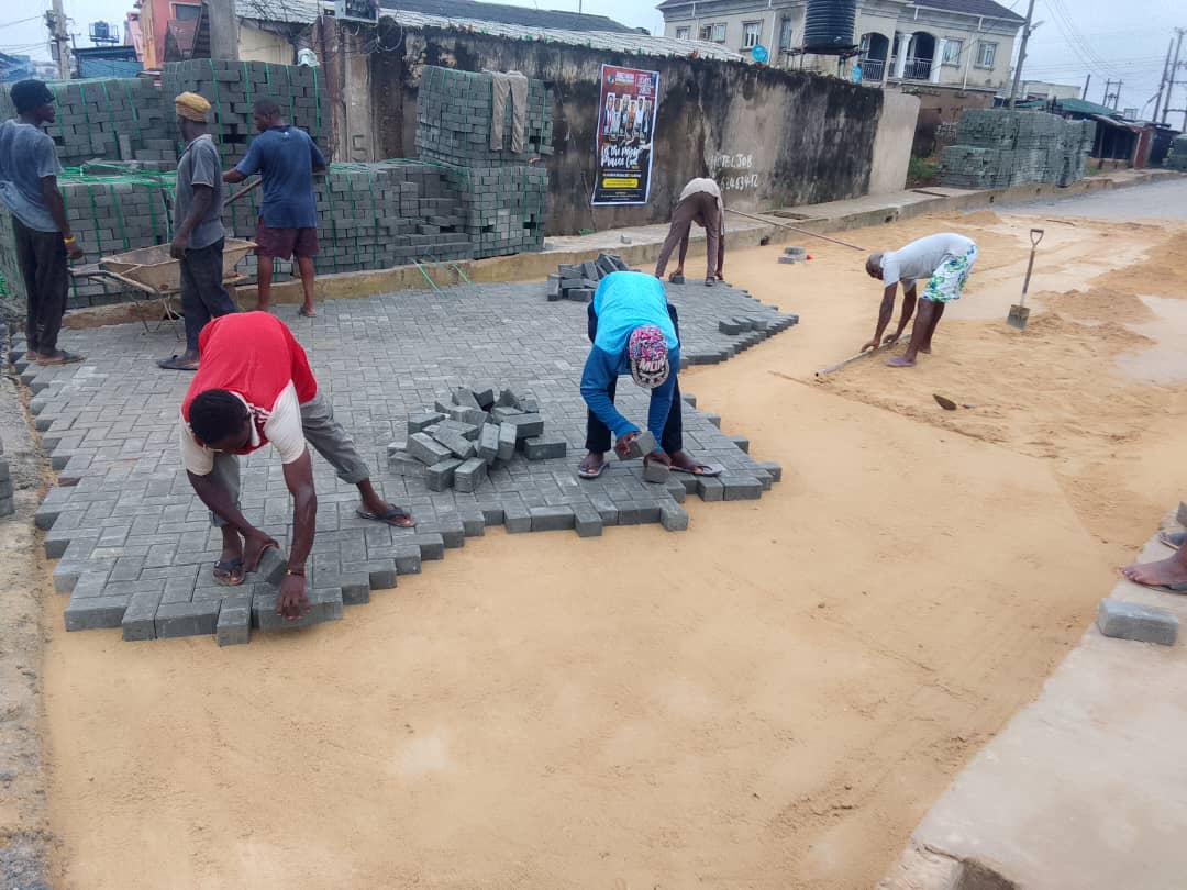 Construction of drainage and road at Elcana street, Agege
